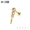 MULTI BEZEL CZ CASCADE DANGLE BEAD TOP THREADLESS (PUSH IN) IMPLANT GRADE TITANIUM LABRET SET